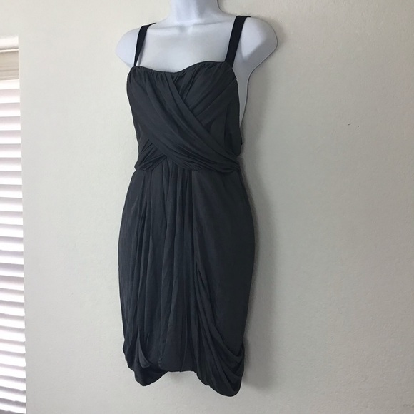 Rag & Bone Verona Crisscross Drape Mini Dress Size 8 Black Racerback Leather - Picture 2 of 14